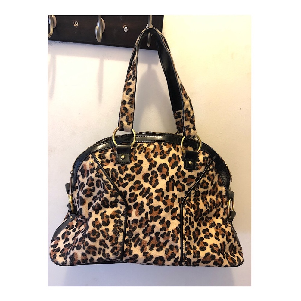 Cheetah print bowler purse, handbag, good cond.